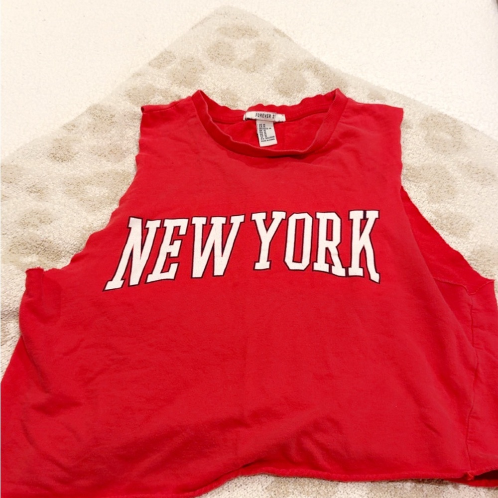 Forever 21 Red 'New York' Muscle Tee